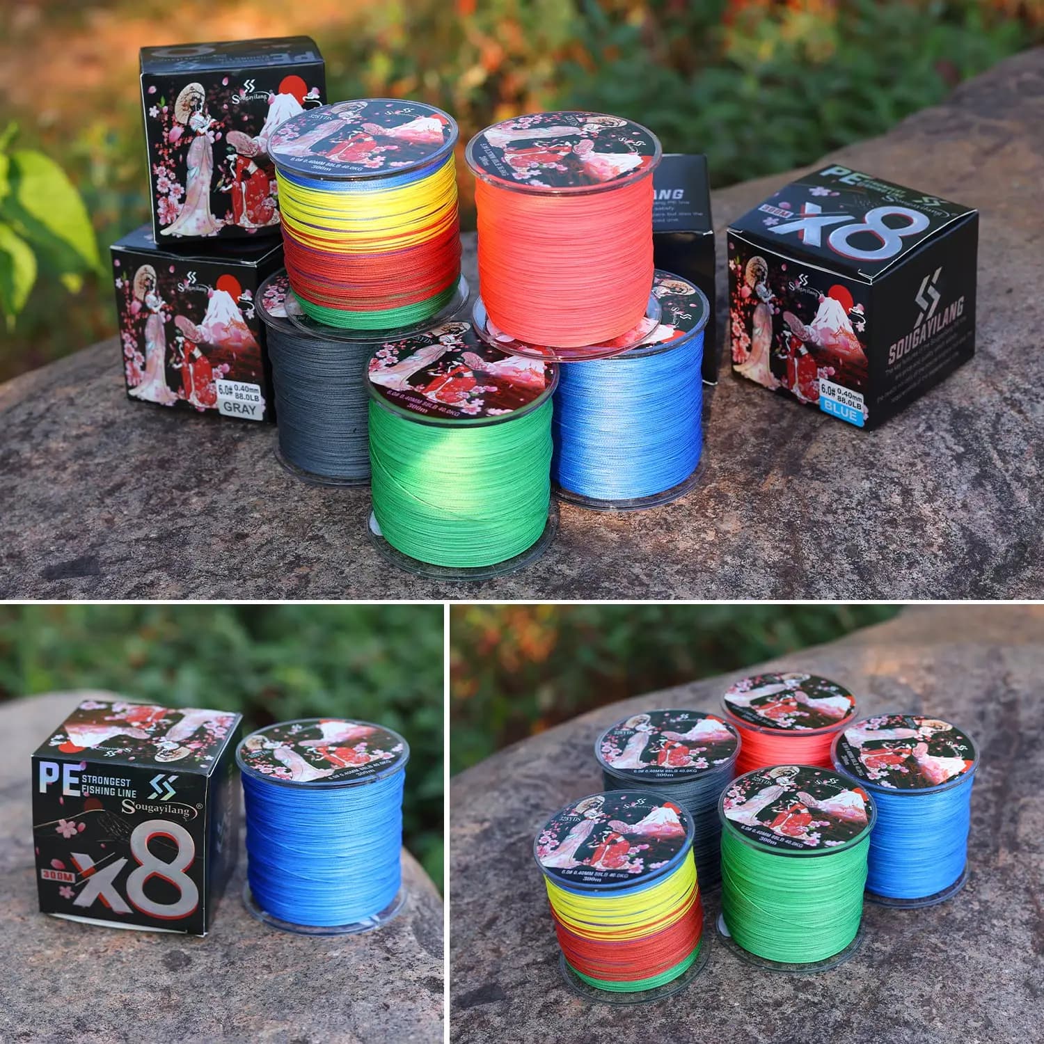 Ligne de pêche PE Sougayilang 8 brins pour carpe, multifilament 100m 300m, tresse japonaise résistante