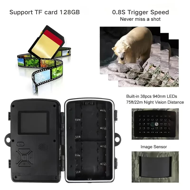 Caméra de chasse 720P avec détection de mouvement et piège photo - Surveillance game cam fiable