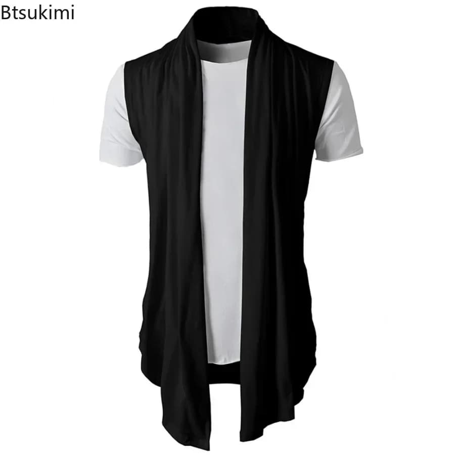 Veste sans manches homme printemps été 2026 cardigan tricoté streetwear punk hip hop