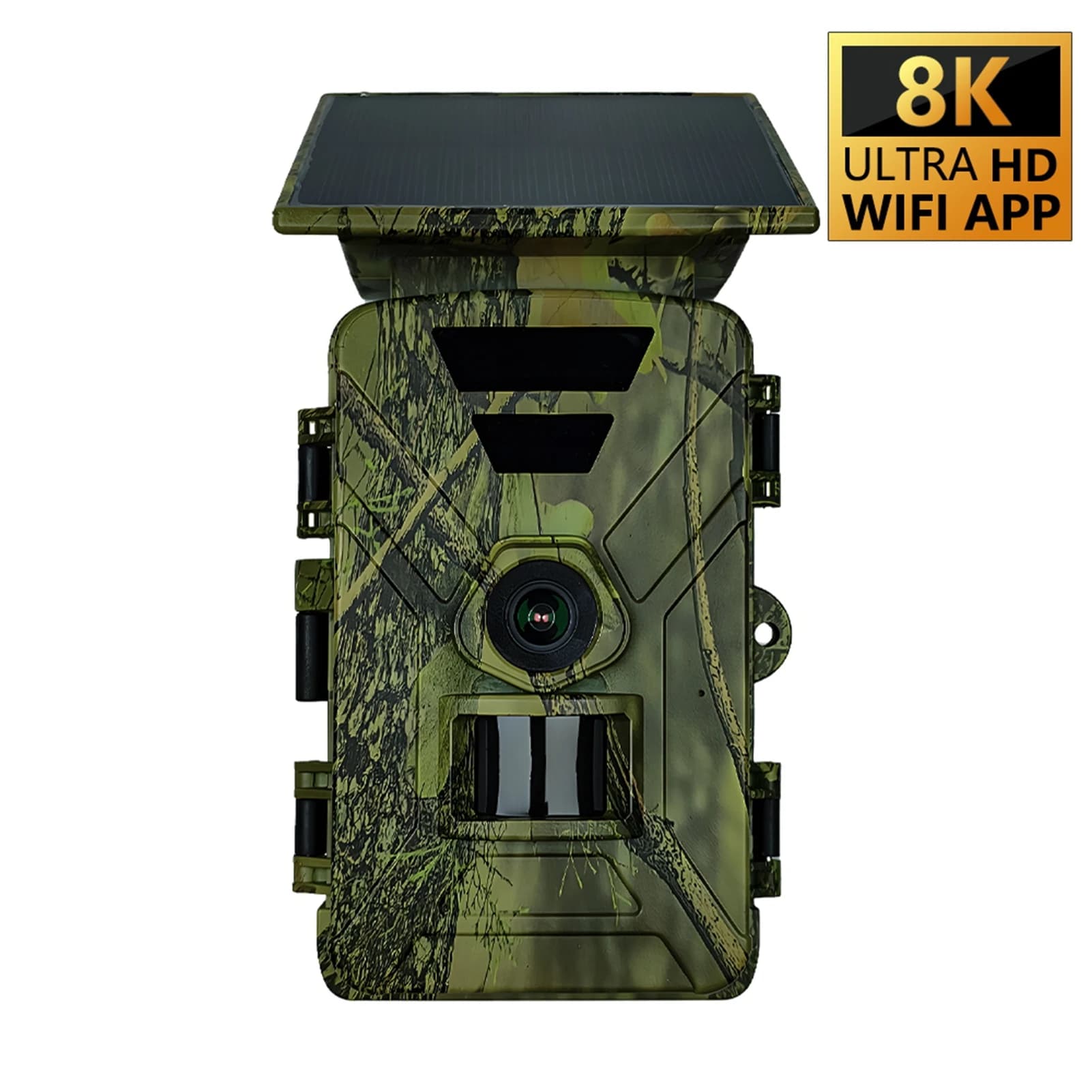 Caméra de chasse solaire WiFi 8K 60MP étanche IP66 pour surveillance extérieure des animaux nocturnes