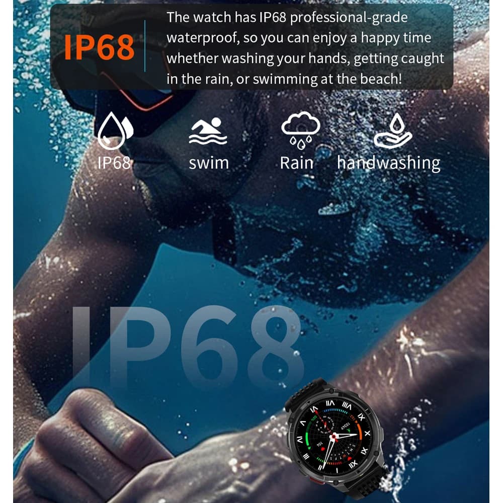 Smartwatch T-Rex3 Pro 1100mAh étanche 5ATM GPS - Montre militaire pour pêche sportive extrême