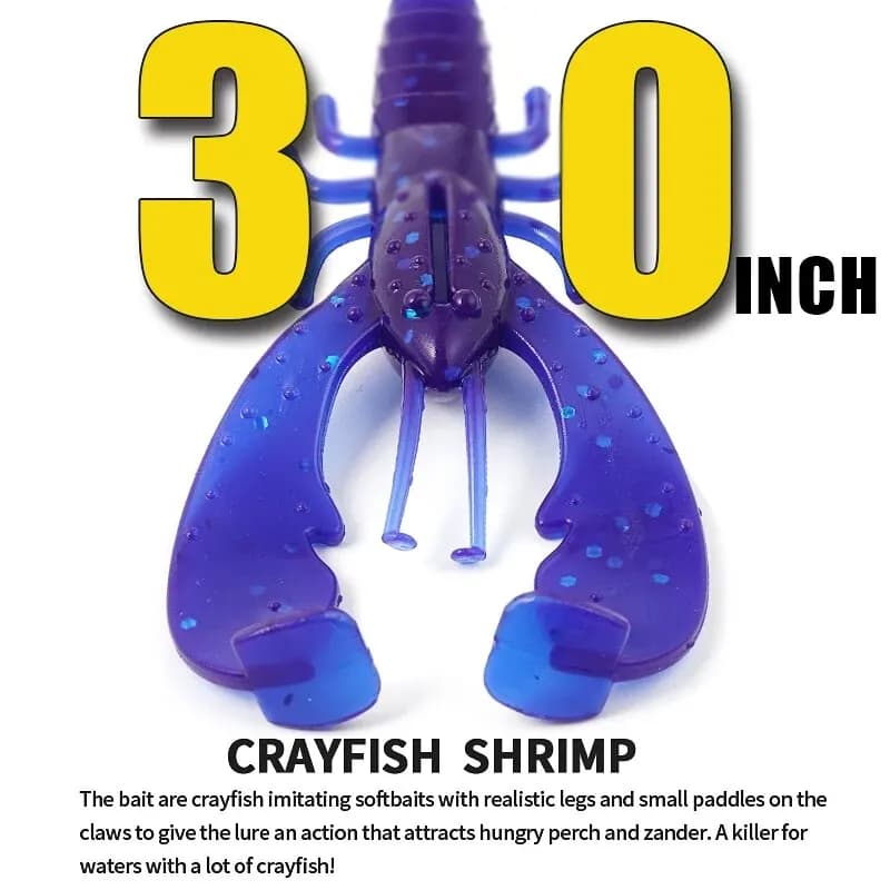 Leurre souple écrevisse 7,5cm SUNMILE - 6 leurres artificiels pour la pêche du sandre, du brochet