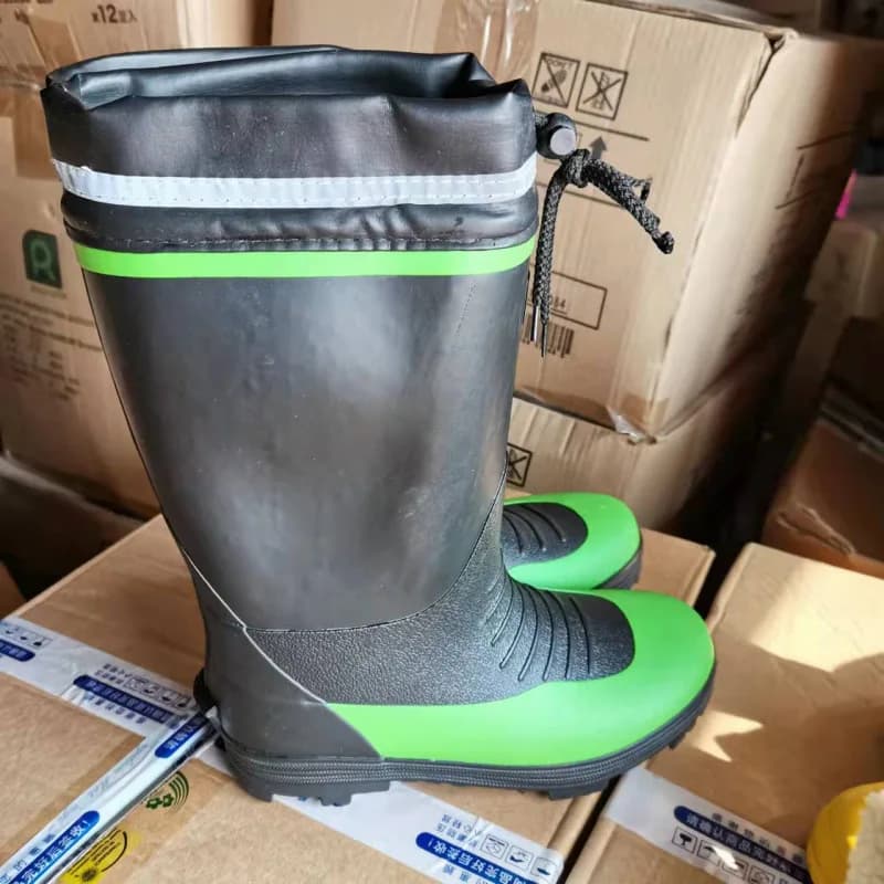 Bottes de pêche caoutchouc haute tube homme semelle cloutée anti-dérapante résistante morsures serpent