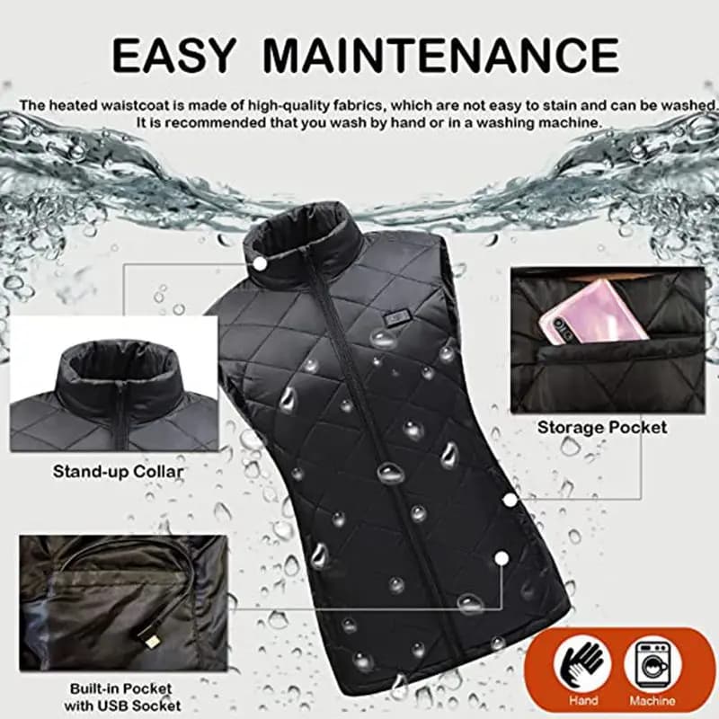 Veste chauffante femme 9 zones graphene pour camping et sport chauffage USB manteau hiver