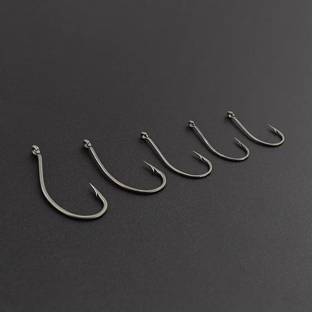 Hameçons carpe acier carbone 50 pièces Hirisi avec barbelures et revêtement résistant pour pêche durable