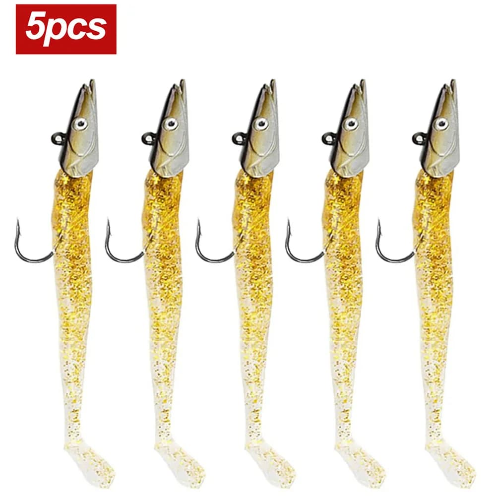 5 leurres souples cuillers 10g 11cm pour pêche carnassiers avec jig et cuillère
