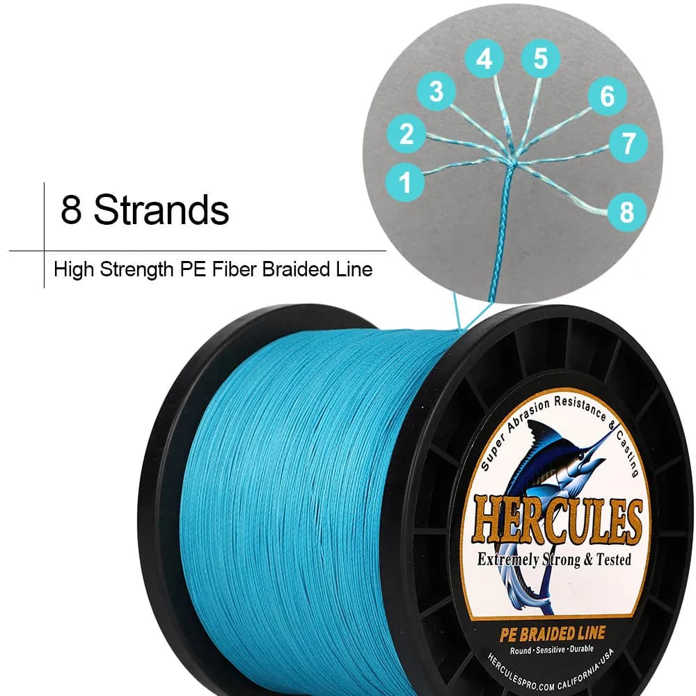 Ligne de pêche Hercules 8 brins 10-150LB 300m-1000m - Fil PE multifilament super résistant eau douce
