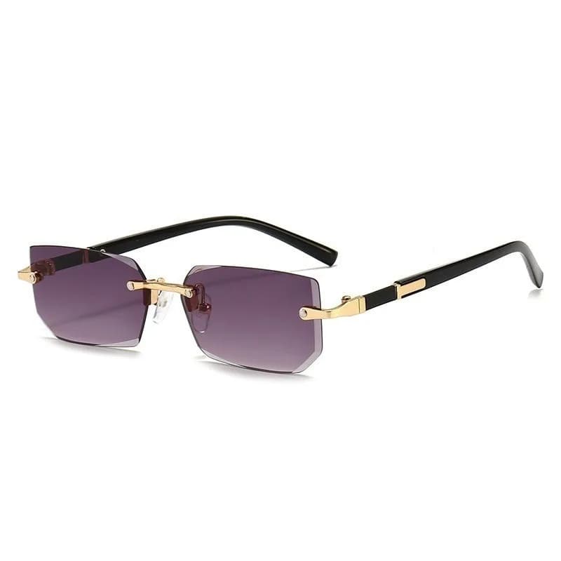 Lunettes de soleil rétro sans monture pour hommes - Design coupé lentille - Modèle frameless tendance