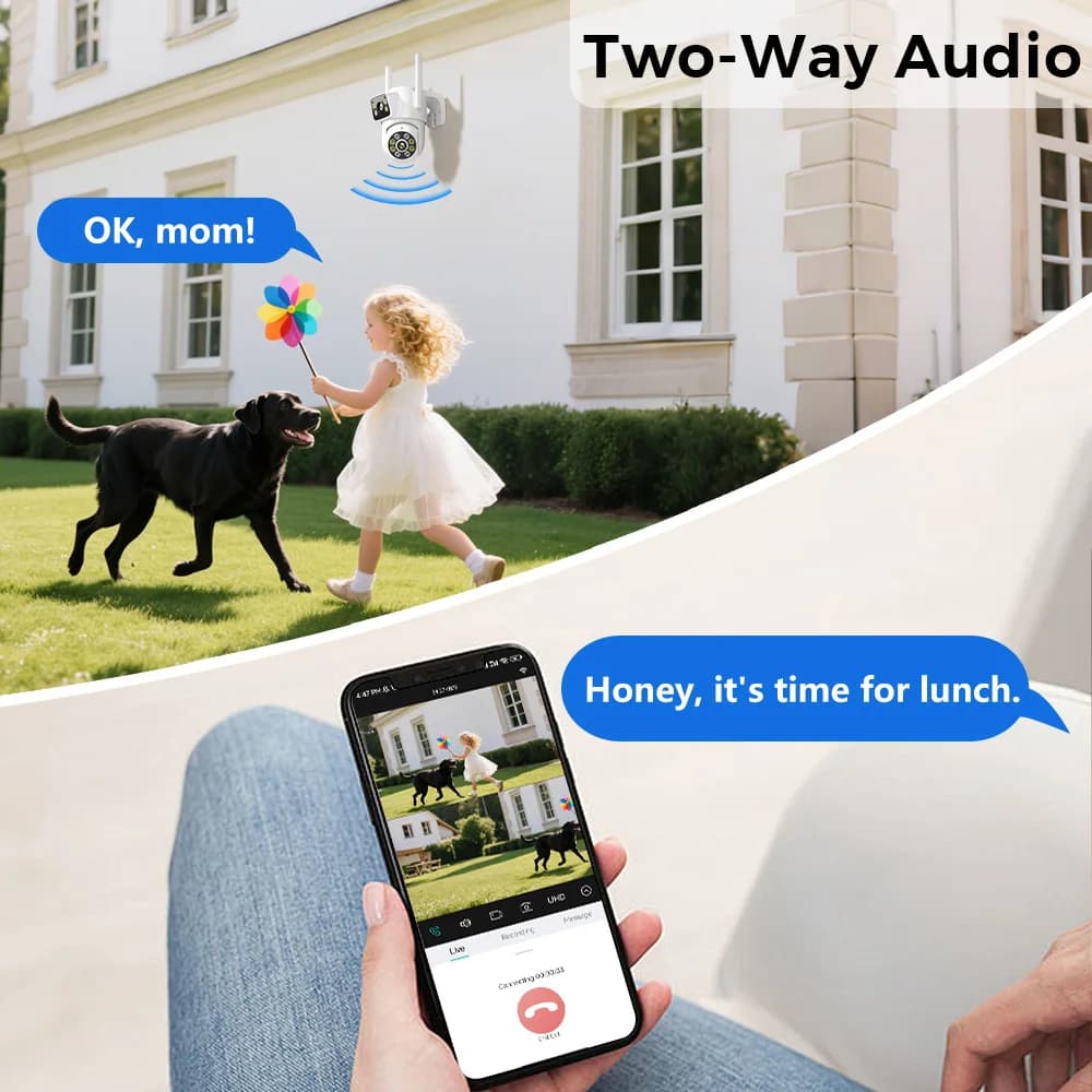 Caméra surveillance extérieure BESDER 8MP WiFi PTZ détection humaine suivi automatique audio P2P