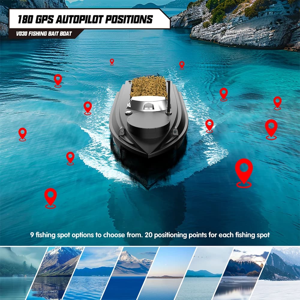 Bateau télécommandé GPS LOKEEVAN V030 écran HD pour pêche au leurre et traîne