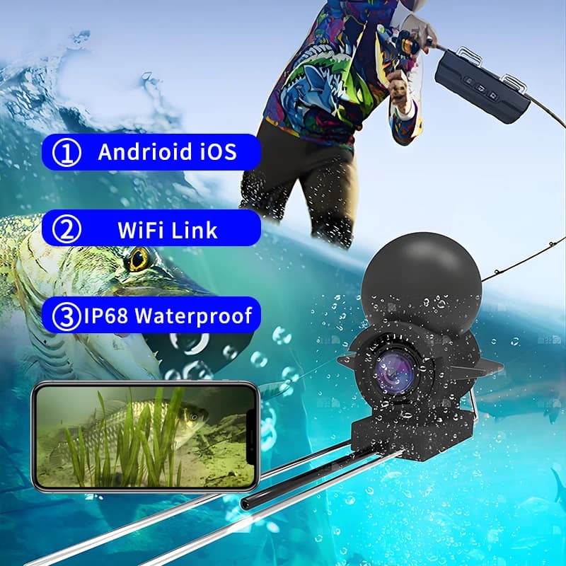 Caméra de pêche sous-marine Dodosee WiFi HD 15-50m compatible iOS Android pour détection poissons