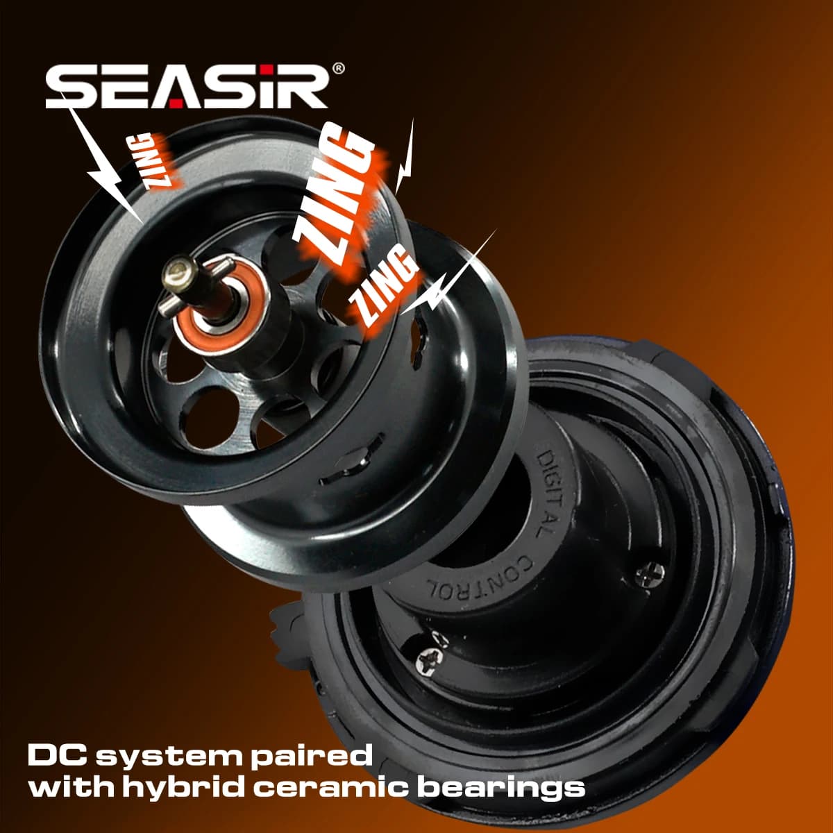 Moulinet baitcasting SeaSir DC Round Pro Digital Control hybride céramique ultraléger 128g carbone