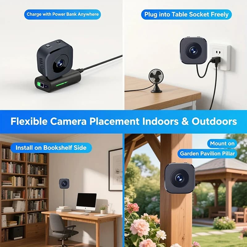 Caméra de sécurité mini WiFi 4K vision nocturne détection mouvement audio bidirectionnel pour surveillance