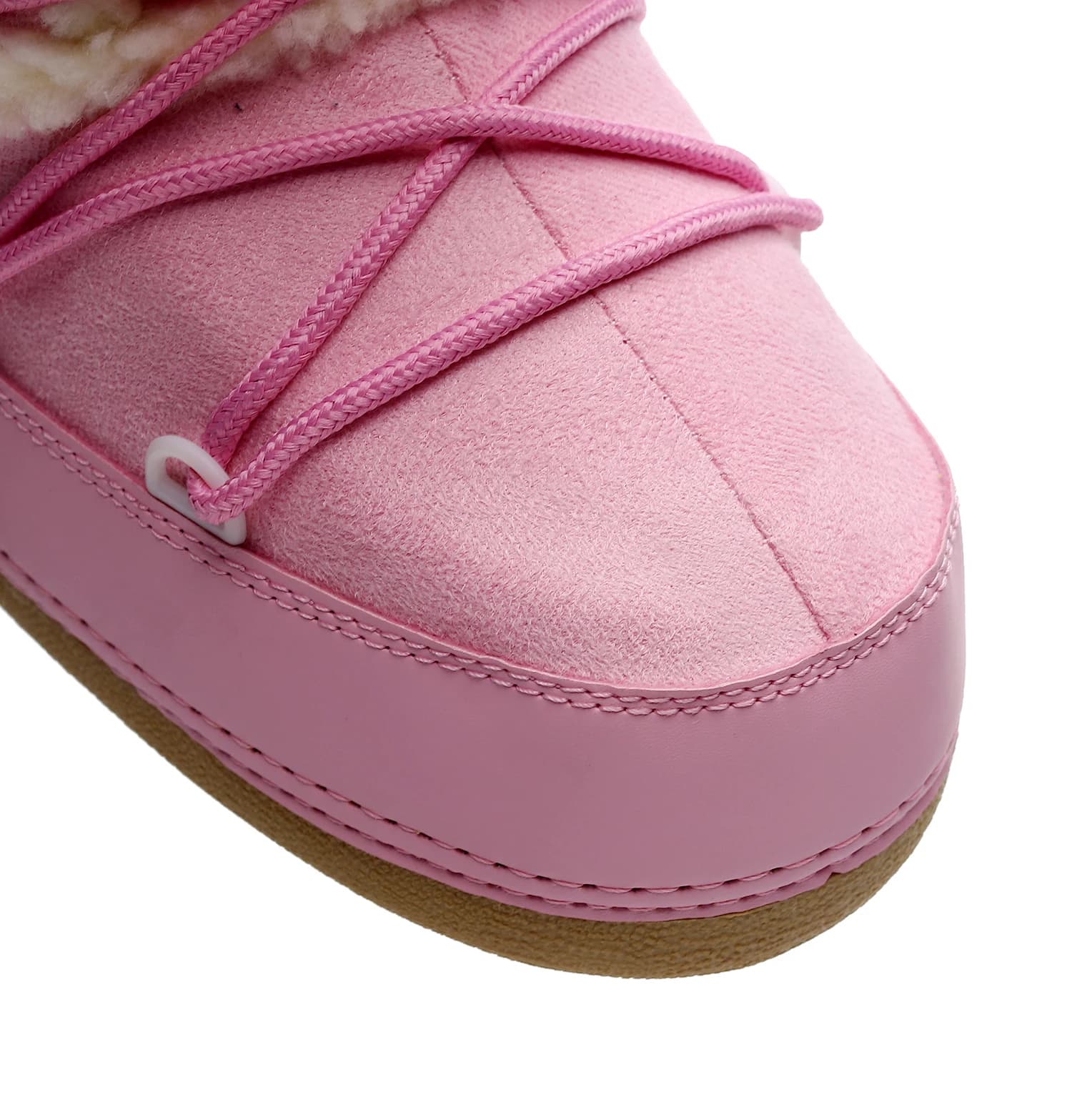 Bottes de neige femme rose avec laçage - Chaussures d'hiver chaudes et antidérapantes pour femmes