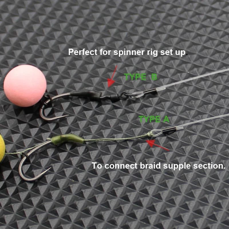Section boom crimpée pour montage combi rig et hair rig pêche carpe feeder method