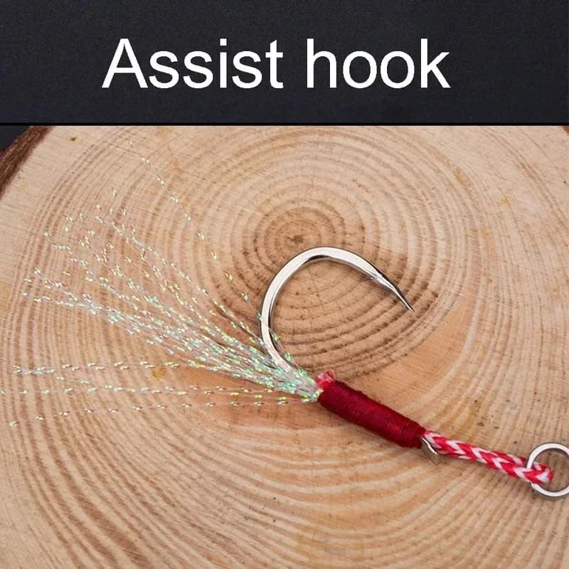 Hameçons assistés à plume pour slow jigging, 20 à 100 pièces, acier haute carbone pour la pêche