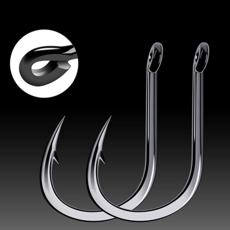 100 hameçons circle black acier carbone #3 à #12 barbelés pêche mer rivière avec trou