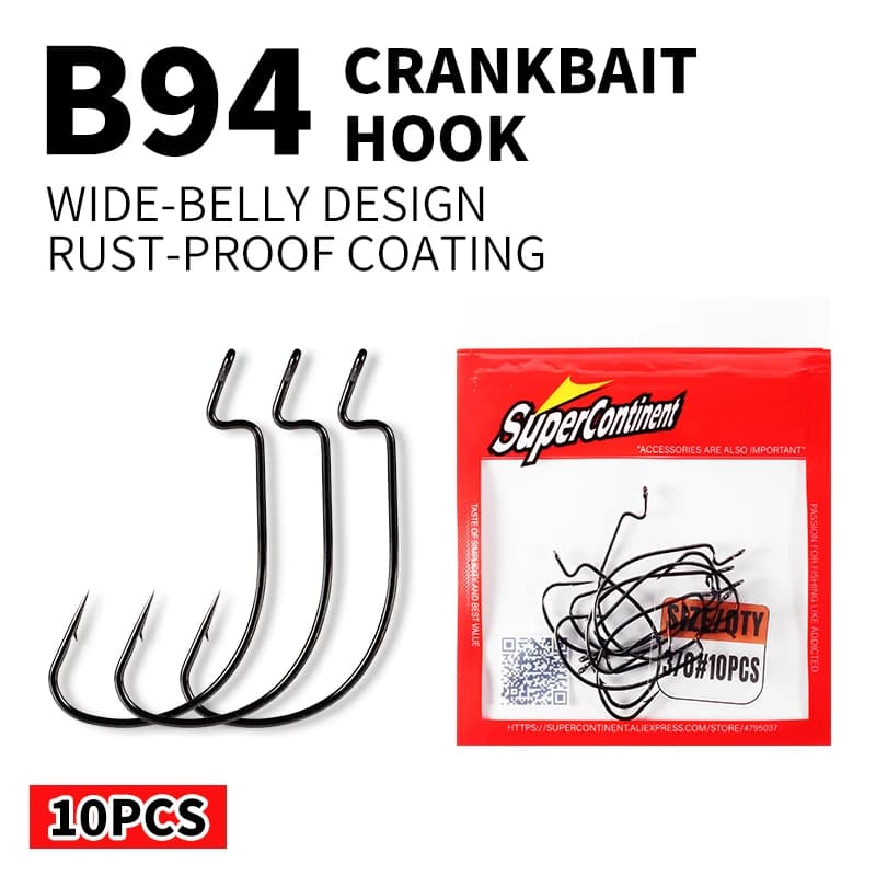 Hameçon crank offset 6/0 pour leurres souples - 10 pièces - Accessoires pêche leurres carnassiers