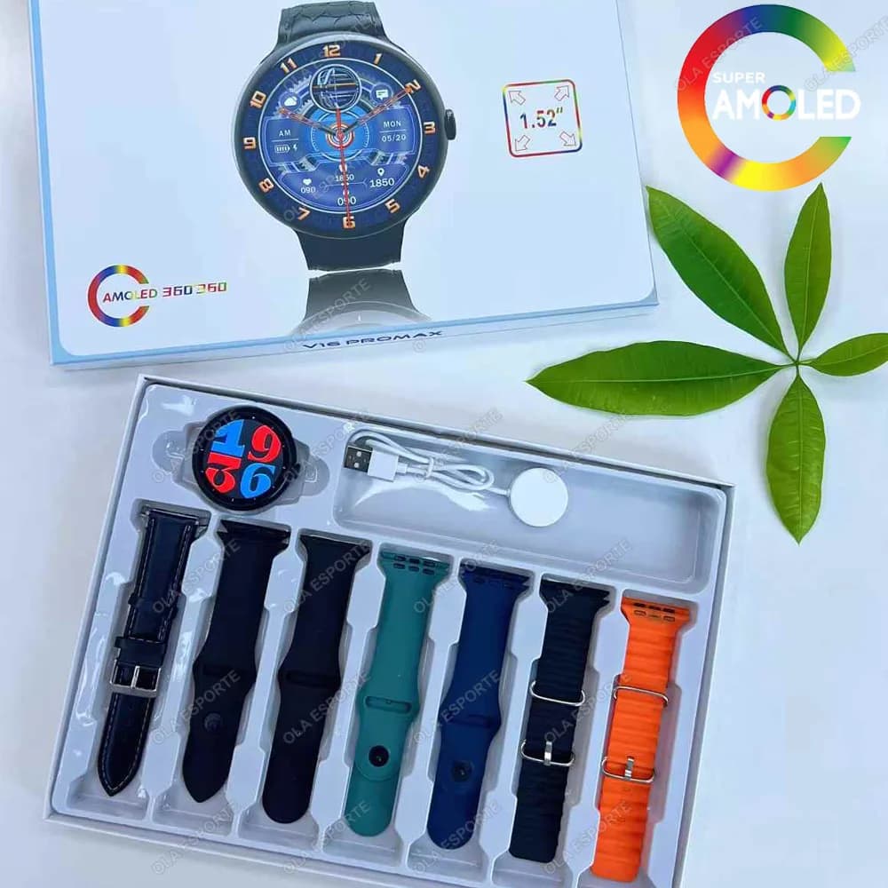 Smartwatch 7 en 1 bracelet écran AMOLED GPS appels Bluetooth étanche pour Android iOS 2025