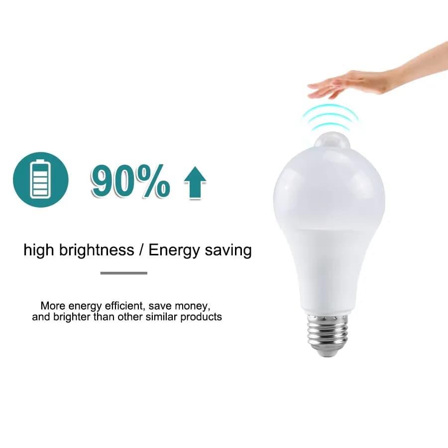 Ampoule LED E27 B22 détecteur de mouvement PIR 12W à 20W pour extérieur, éclairage automatique porche jardin