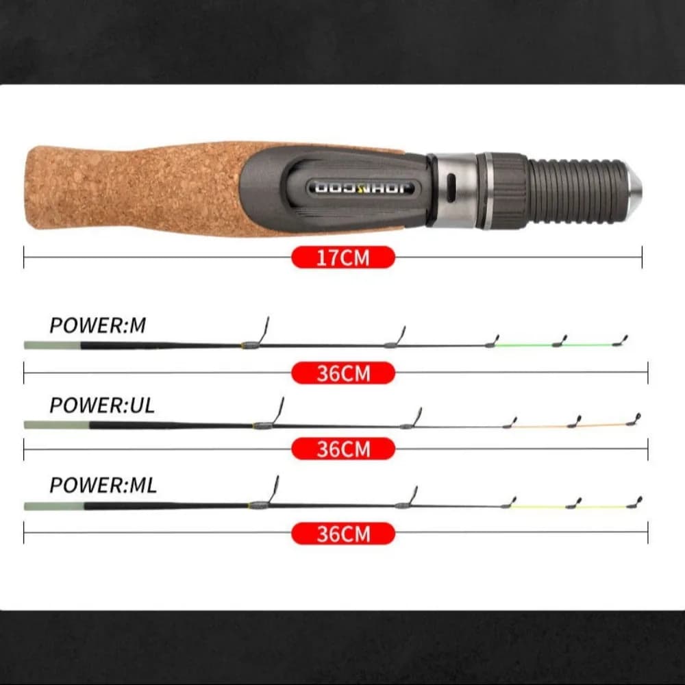 Canne pêche glace rétractable carbone 50cm UL ML pen pole hiver pêche blanche portable