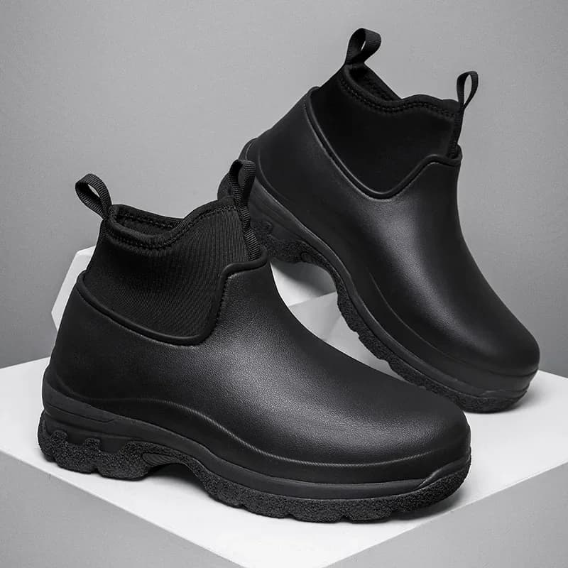Chaussures de pluie homme semelle épaisse chef cuisine sport randonnée imperméables anti-dérapage résistantes