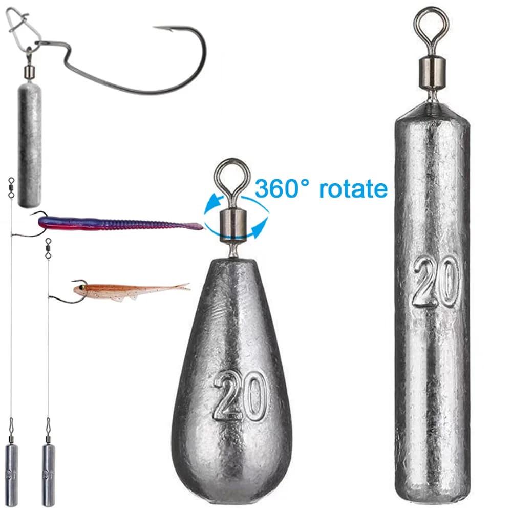 Plombs drop shot 5 pièces 3.5g 5g 7g 10g 14g 20g pour montage rapide avec émerillon