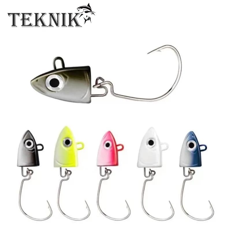 Tête plombée Jig TEKNIK 2 pièces, leurre black minnow 5g à 40g pour bar et pêche en spinning