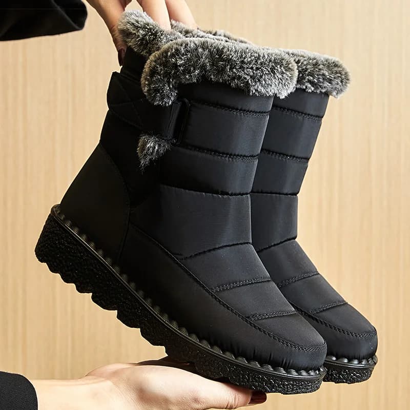 Bottes hiver femme 2025 tendance - Bottines cheville fourrure étanches neige talons bas botas mujer