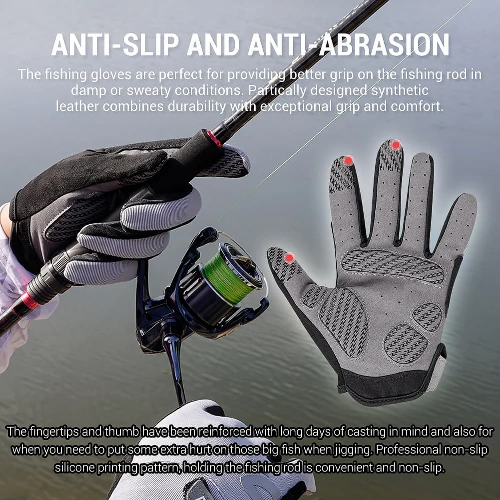 Gants de pêche Noeby antidérapants pleine main - Protection UV homme femme pour cyclisme et extérieur