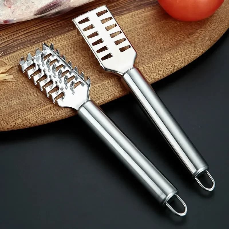 Couteau à écailler inox dentelé - Outil professionnel pour éviscérer et fileter le poisson
