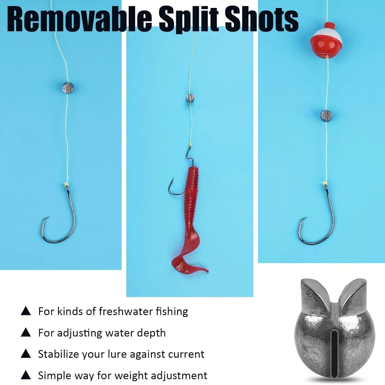 Kit plombs pêche 60/120 pièces - Plombs fendus 5 tailles - Design rond amovible eau douce