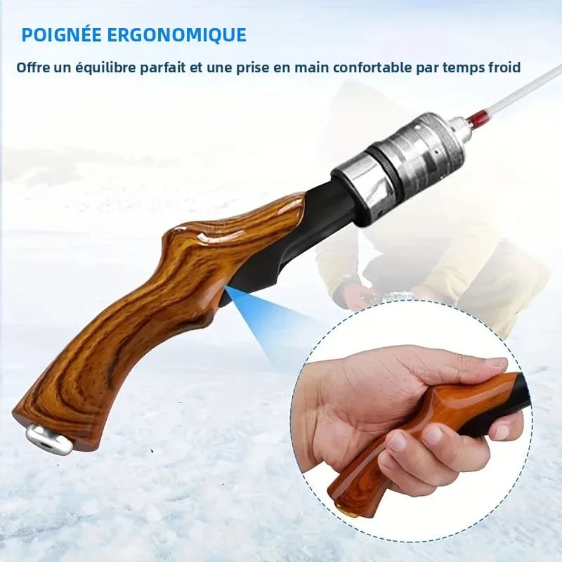 Canne pêche glace portable détachable ultra-légère sensible pour pêche hivernale sur lac gelé