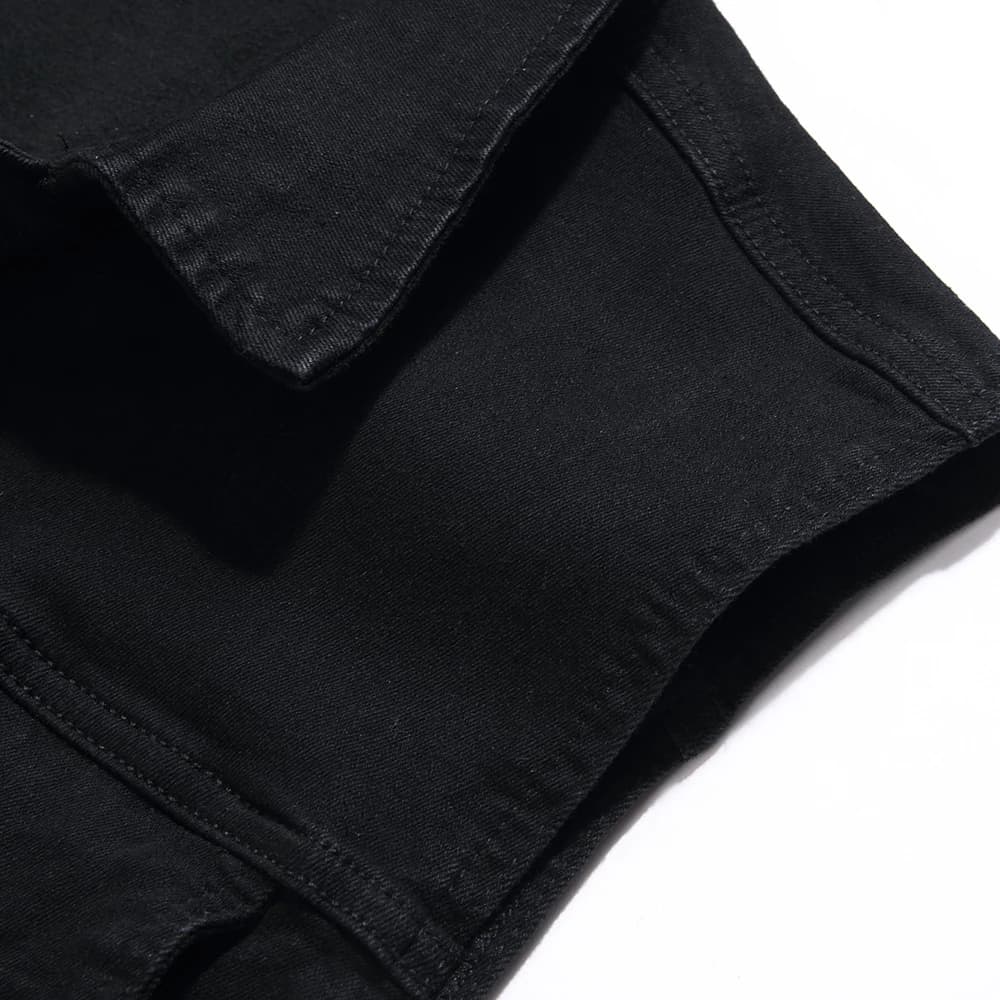Gilet denim noir classique sans manches cargo coton polyvalent pour pêche décontractée homme