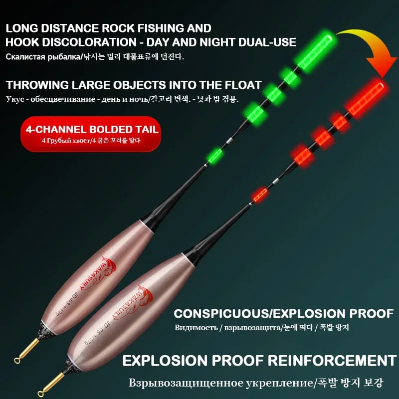 Float électronique lumineux 2025 pour pêche en roche haute sensibilité détection gravitaire type goutte d'eau
