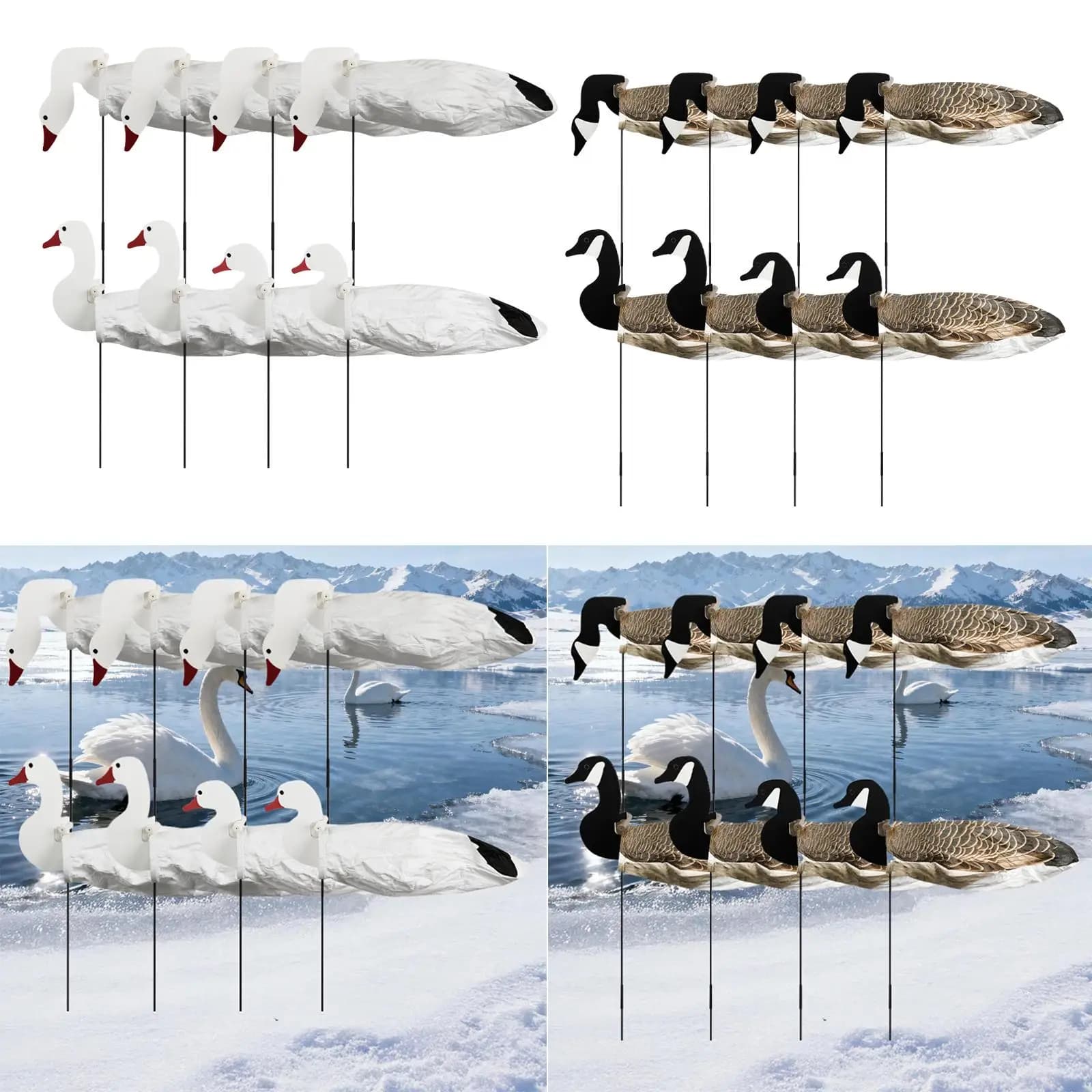 Ensemble leurres silhouette oie avec design mouvement réaliste - Attraction oiseaux chasse en champ