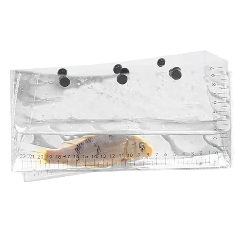 Nouveau sac à poissons PVC transparent design pratique avec échelle UV et fermeture snap