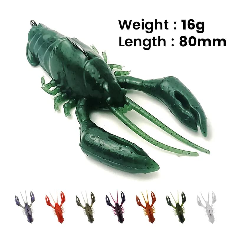 Leurre souple silicone écrevisse Bazooka pour pêche du brochet et du sandre en hiver avec hameçon plombé