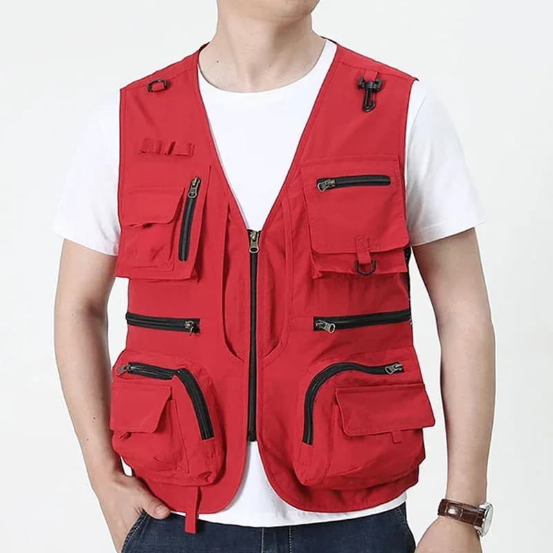 Veste sans manches pêche et randonnée été homme 7XL avec 14 poches cargo et mesh respirant