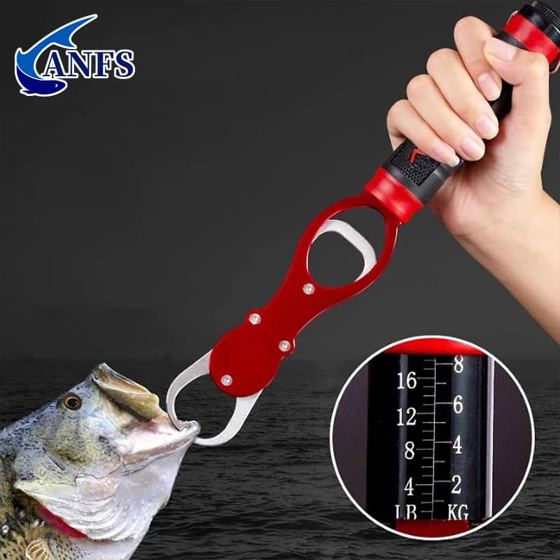 Pince à lèvres pour poisson ANFS avec pèse-poisson 18 kg aluminium, outil professionnel de pêche avec aimant