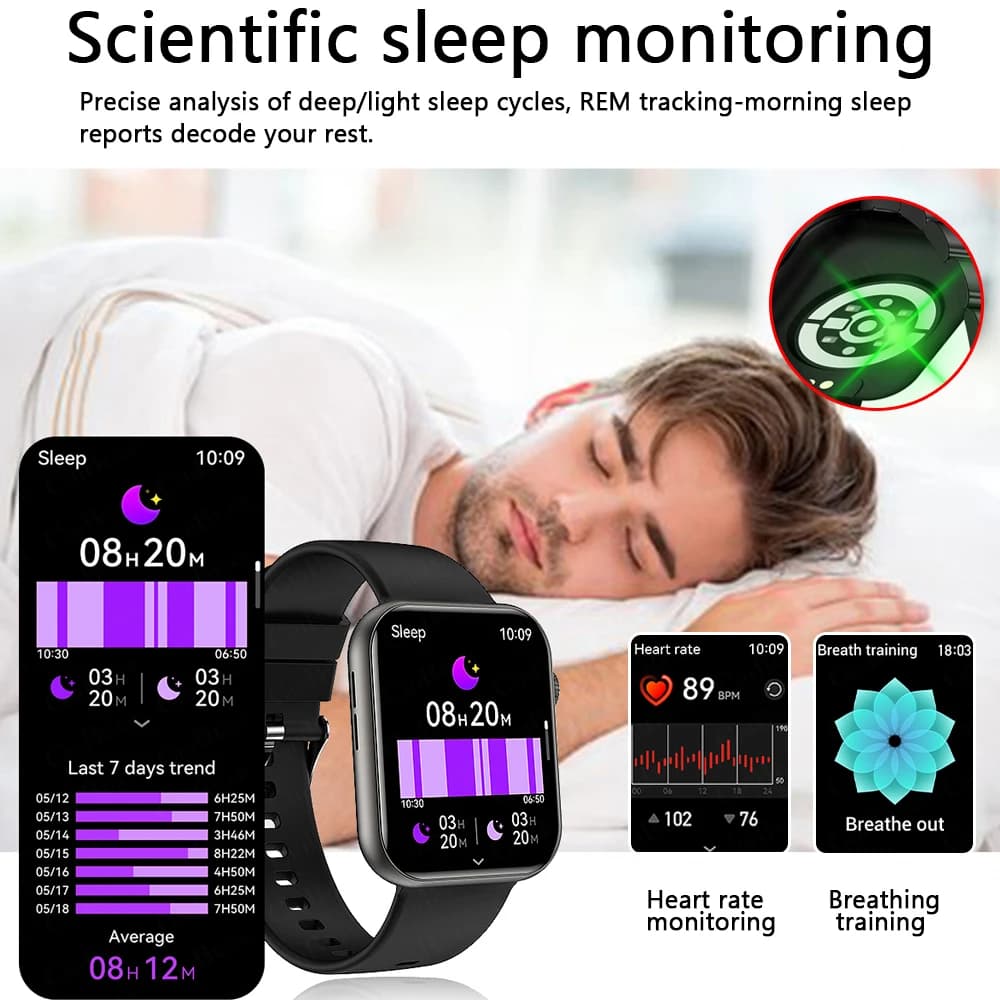 Montre connectée sport 2025 homme femme - Écran tactile 1.9 pouce, étanche IP68, assistant vocal IA
