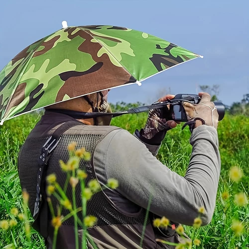 Chapeau parapluie portable pliable pour pêche camping plage protection solaire et pluie