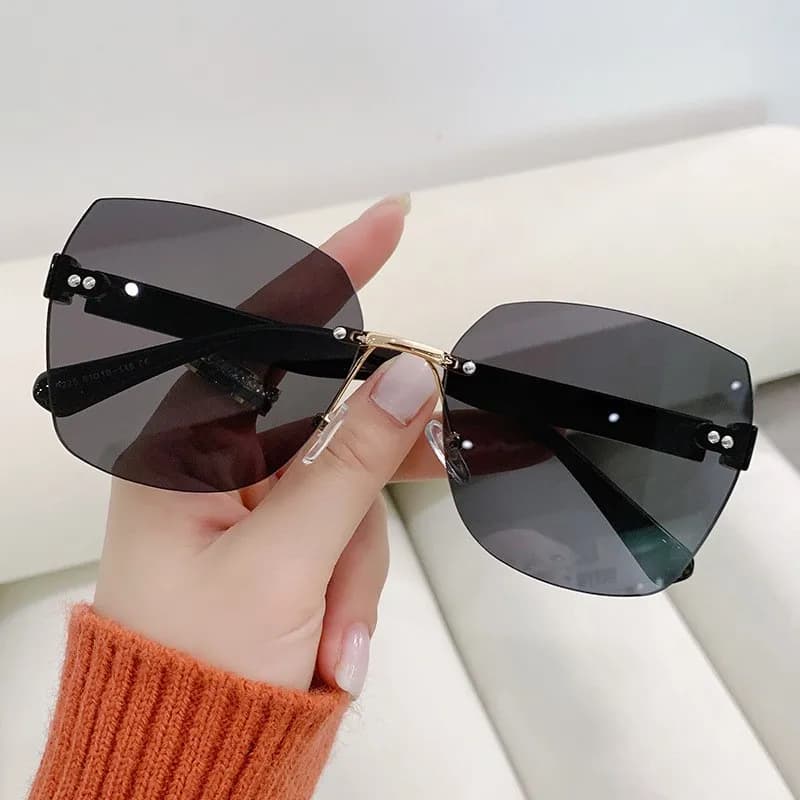 Lunettes frameless polygone irrégulier coréen conduite protection solaire femmes pêche 9225