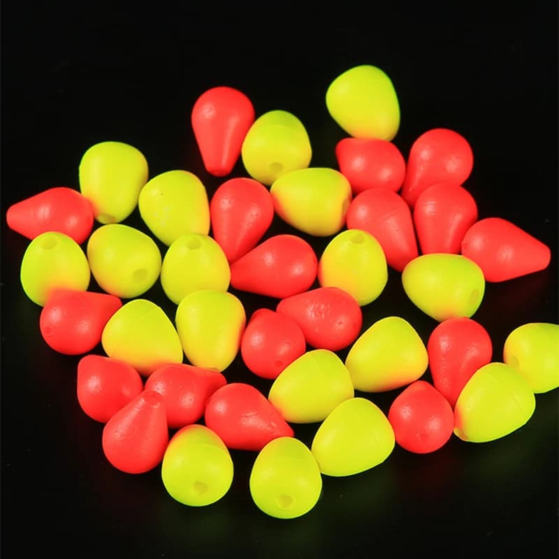 100 perles flottantes rouges et jaunes pour pêche, signal visuel ultra-sensible et accrocheur