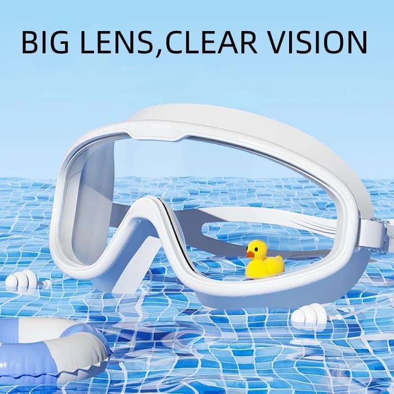 Lunettes de natation grand cadre vision large angle - Anti-buée protection UV adultes étanches confortables