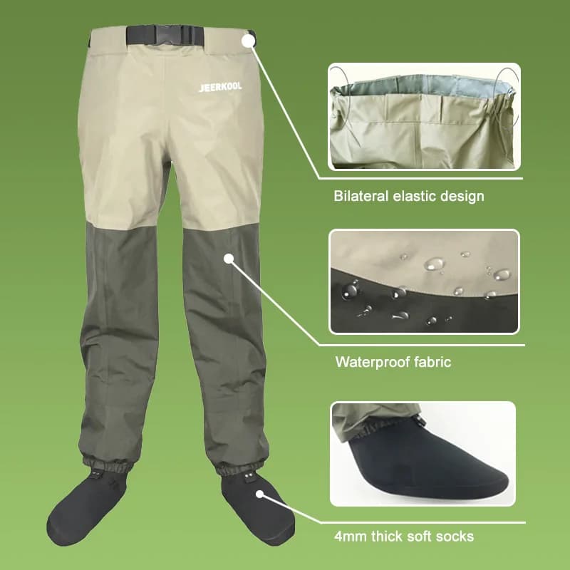 Waders de pêche étanches 3 ou 5 couches pour homme et femme, avec chaussettes néoprène et bretelles