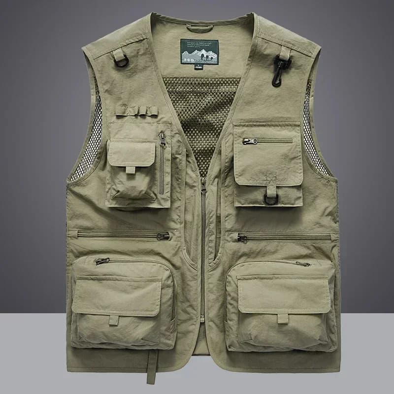 Veste sans manches pêche estivale homme avec poches outils et mesh respirant 6XL