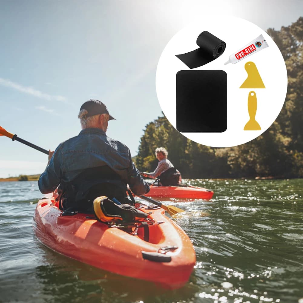 Kit réparation bateau gonflable - 5 pièces patchs PVC colle étanches kayak piscine canoë matelas air