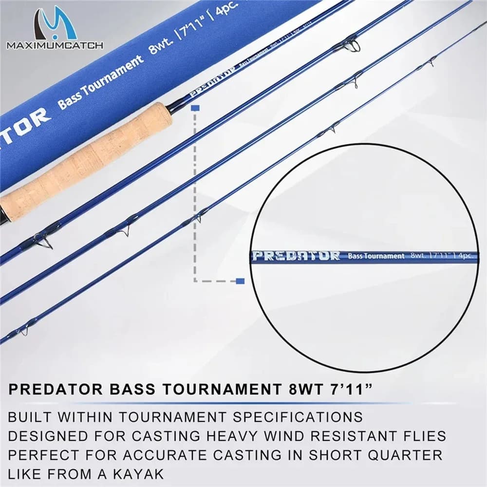 Canne à mouche MAXIMUMCATCH 9ft 8-12WT carbone haute densité 30T - canne 4 brins pêche prédateur mer