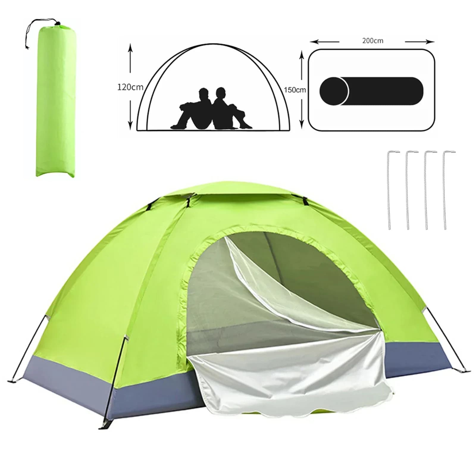 Tente de randonnée ultra-légère 1-2 personnes couche simple anti-UV pour pêche trekking et bivouac
